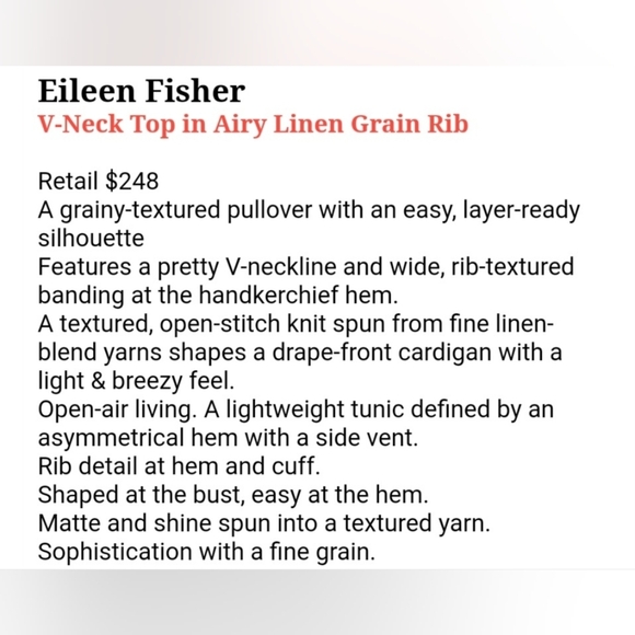 Eileen Fisher Linen Blend V-neck Airy Loose Knit Rib Asymmetrical Tunic Sweater - Picture 11 of 11